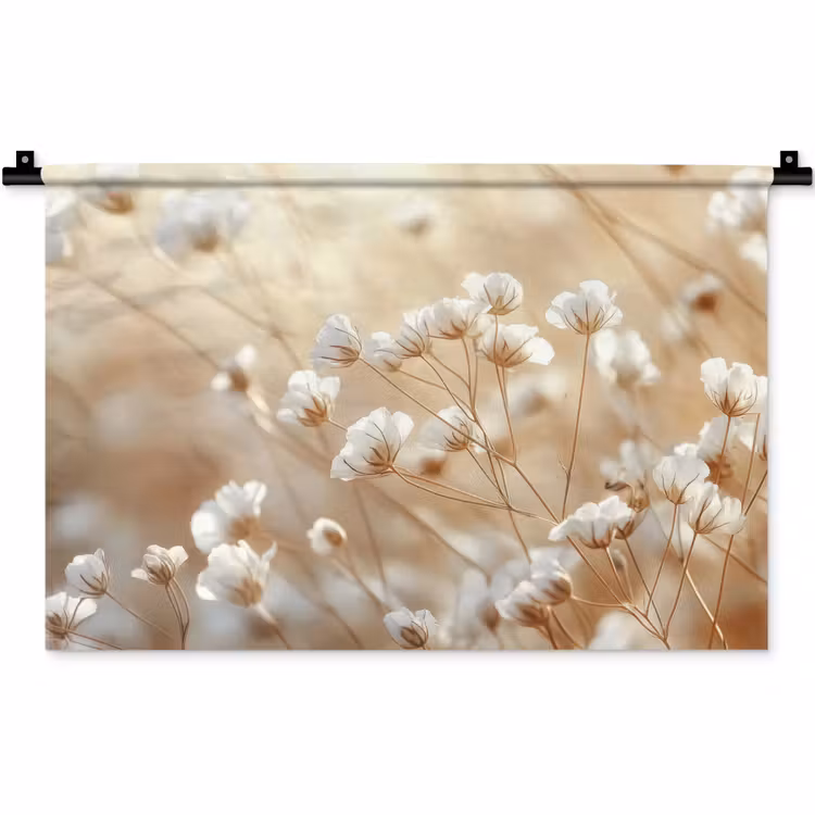 Wilde - Bloemen - Wit Wandkleed katoen klein -zz3d