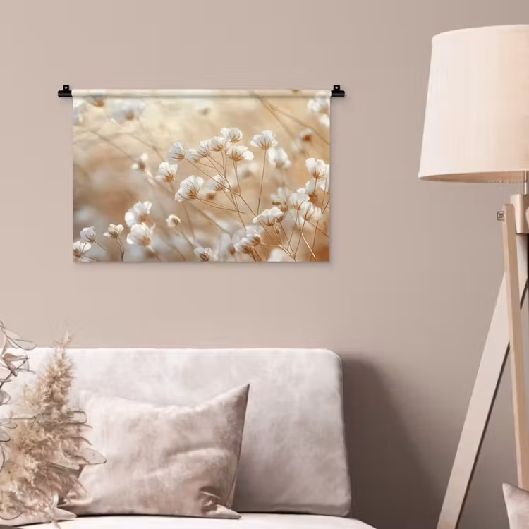 Wilde - Bloemen - Wit Wandkleed katoen klein -sfeer4