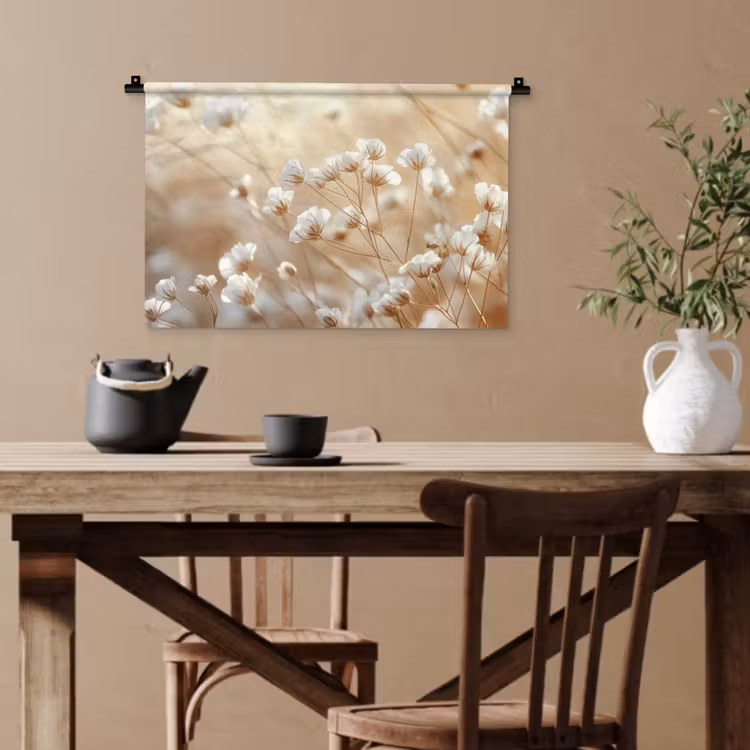 Wilde - Bloemen - Wit Wandkleed katoen klein -sfeer6