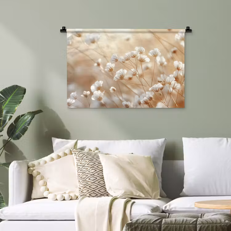 Wilde - Bloemen - Wit Wandkleed katoen klein -sfeer7