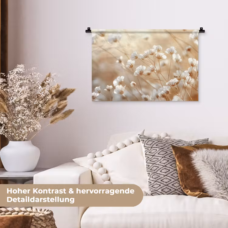 Wilde - Bloemen - Wit Wandkleed katoen klein -tsfeer1_DE
