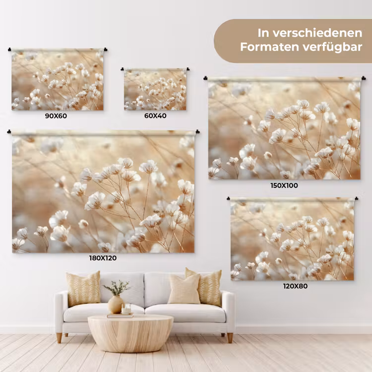 Wilde - Bloemen - Wit Wandkleed katoen klein -tsfeer8_DE
