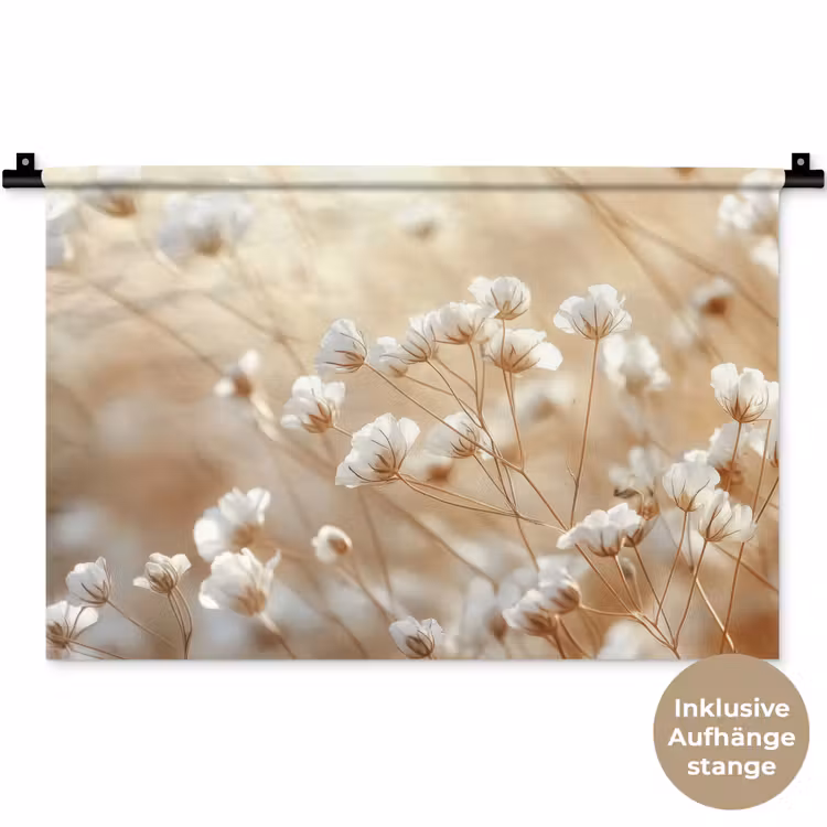 Wilde - Bloemen - Wit Wandkleed katoen klein -t3d_DE