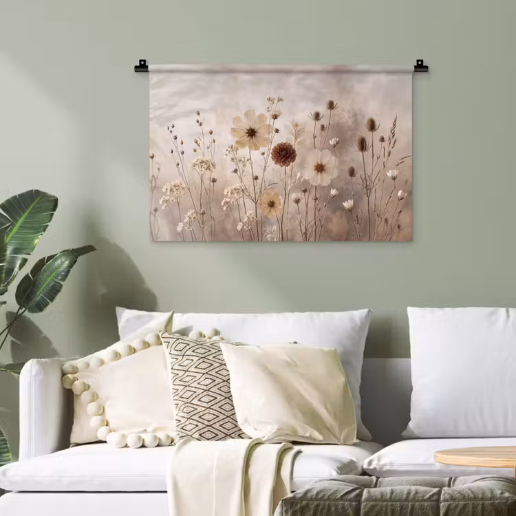 Wilde bloemen - Botanisch - Vintage - Natuur - Rustiek Wandkleed katoen klein -sfeer7