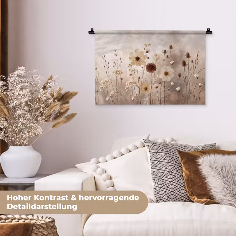 Wilde bloemen - Botanisch - Vintage - Natuur - Rustiek Wandkleed katoen klein -tsfeer1_DE