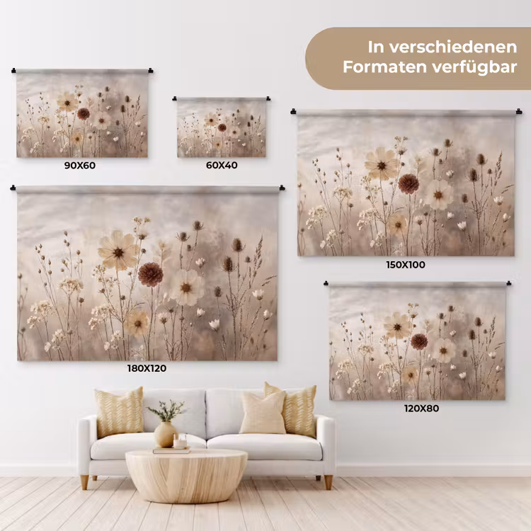 Wilde bloemen - Botanisch - Vintage - Natuur - Rustiek Wandkleed katoen klein -tsfeer8_DE