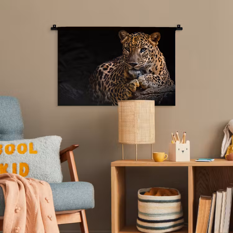 Wilde dieren - Panter - Portret - Zwart - Dieren Wandkleed katoen klein -wsfeer4_kind