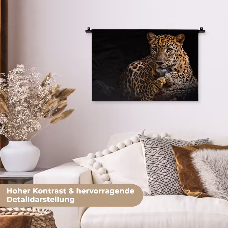 Wilde dieren - Panter - Portret - Zwart - Dieren Wandkleed katoen klein -tsfeer1_DE