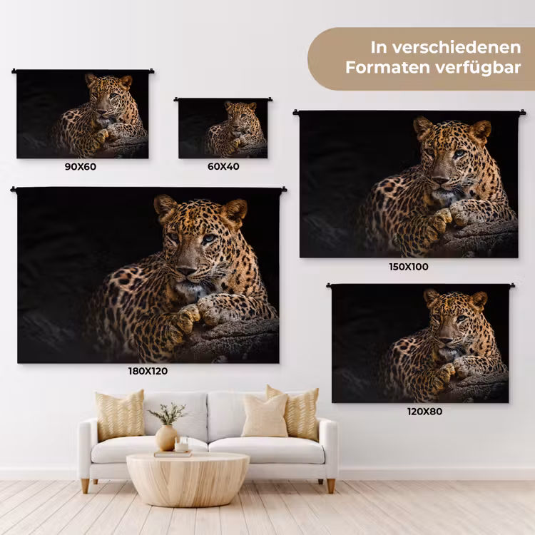 Wilde dieren - Panter - Portret - Zwart - Dieren Wandkleed katoen klein -tsfeer8_DE