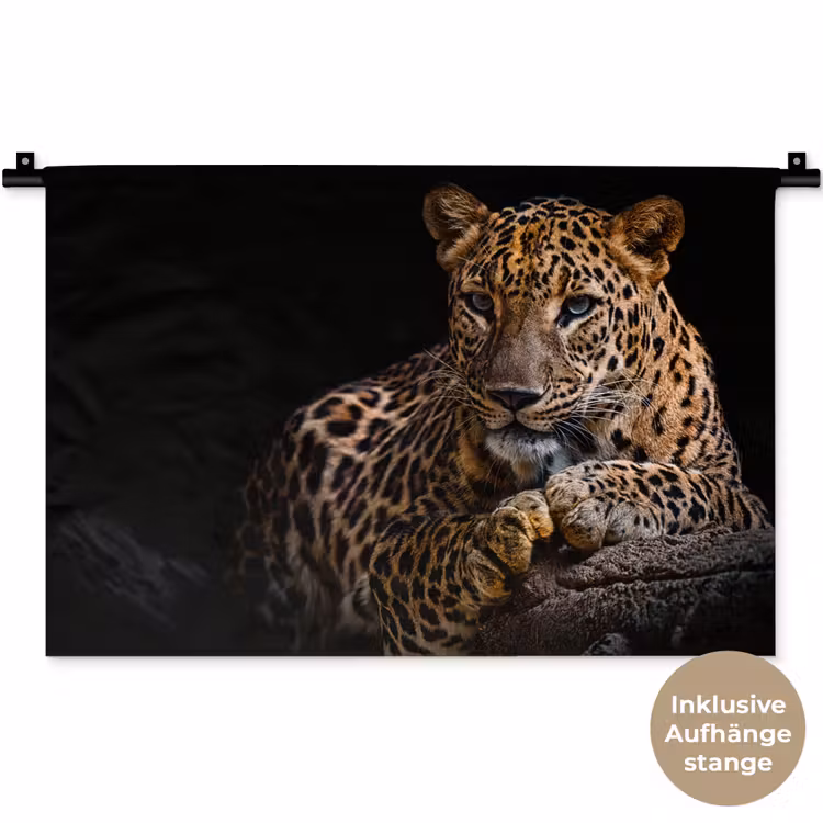 Wilde dieren - Panter - Portret - Zwart - Dieren Wandkleed katoen klein -t3d_DE