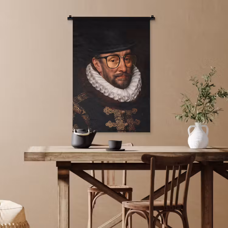 Willem van Oranje - Adriaen Thomasz - Bril Wandkleed katoen klein -sfeer6