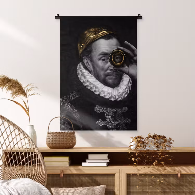 Willem van Oranje - Adriaen Thomasz - Goud - Lens Wandkleed katoen klein -sfeer5