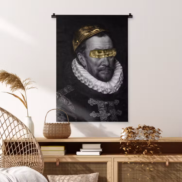 Willem van Oranje - Adriaen Thomasz - Zwart - Wit Wandkleed katoen klein -sfeer5