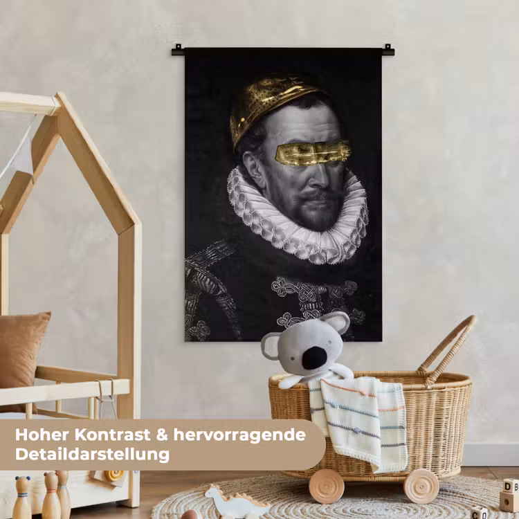 Willem van Oranje - Adriaen Thomasz - Zwart - Wit Wandkleed katoen klein -xsfeer1_kind_DE