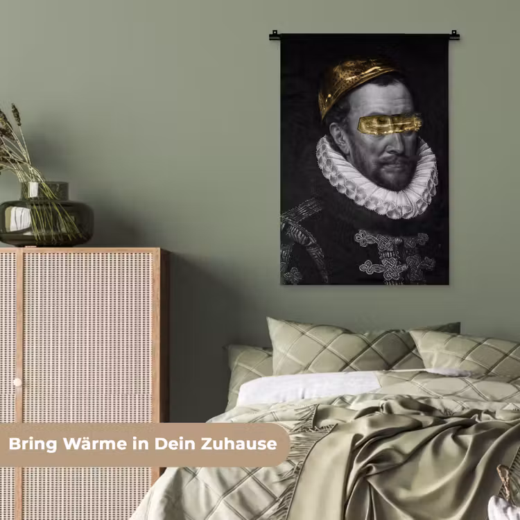 Willem van Oranje - Adriaen Thomasz - Zwart - Wit Wandkleed katoen klein -tsfeer3_DE