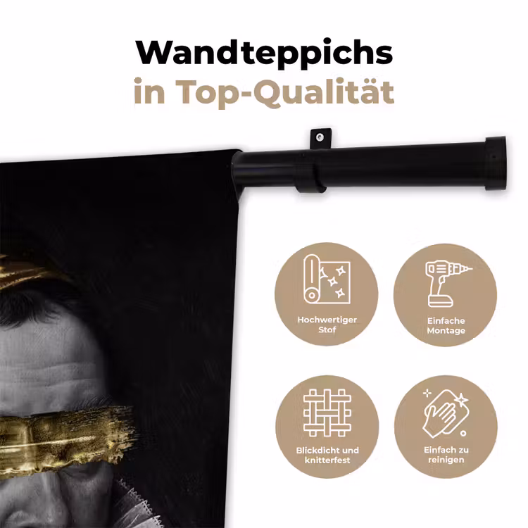 Willem van Oranje - Adriaen Thomasz - Zwart - Wit Wandkleed katoen klein -tsfeer2_DE