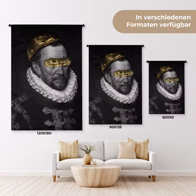 Willem van Oranje - Adriaen Thomasz - Zwart - Wit Wandkleed katoen klein -tsfeer8_DE