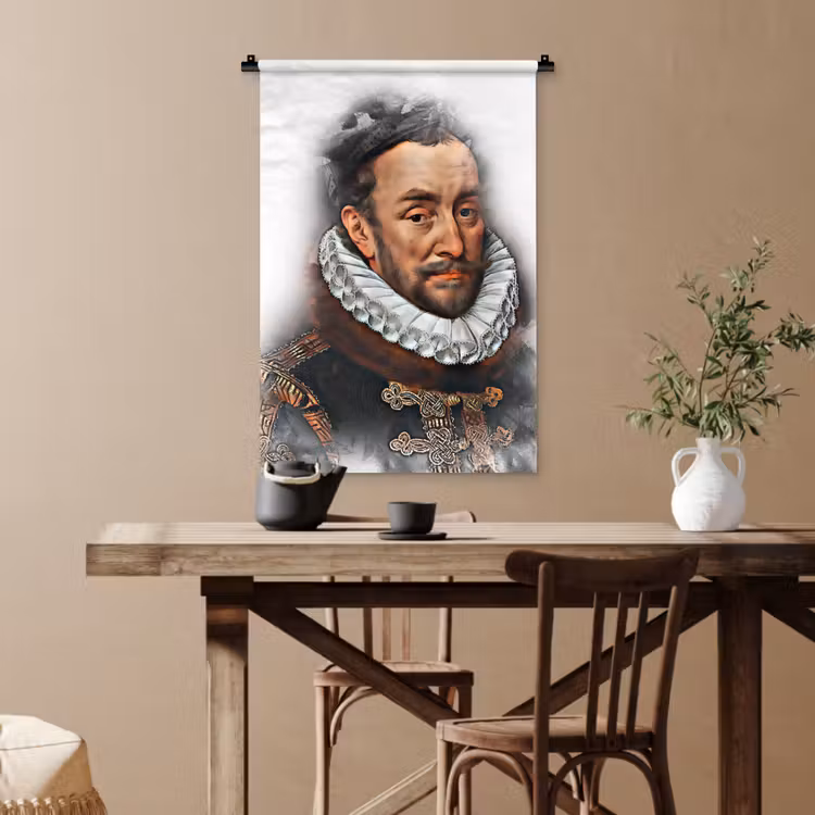 Willem van Oranje - Adriaen Thomasz - Rook Wandkleed katoen klein -sfeer6