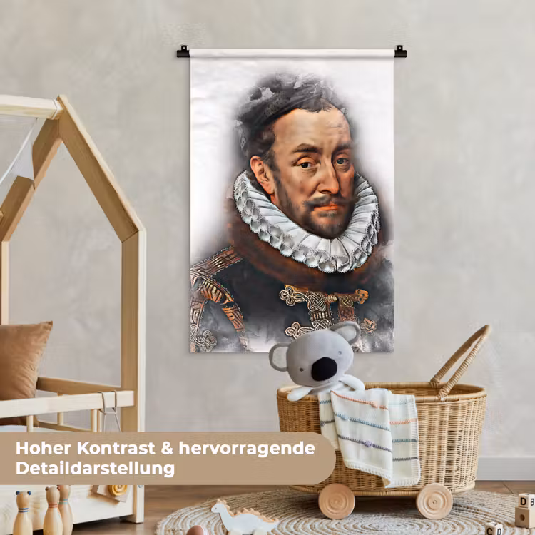 Willem van Oranje - Adriaen Thomasz - Rook Wandkleed katoen klein -xsfeer1_kind_DE