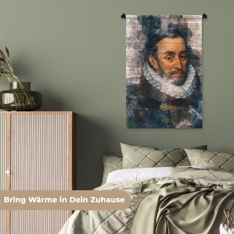 Willem van Oranje - Adriaen Thomasz - Krant Wandkleed katoen klein -tsfeer3_DE