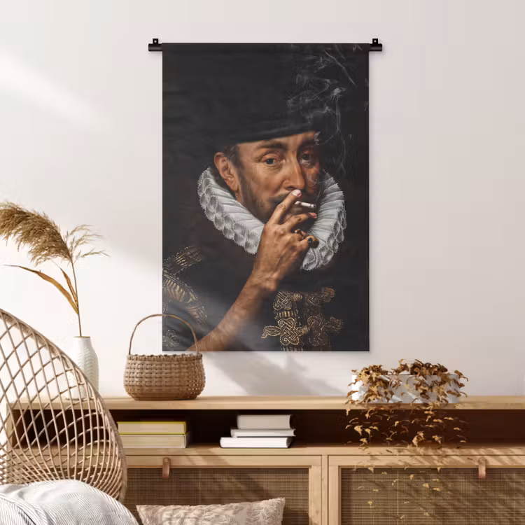 Willem van Oranje - Adriaen Thomasz - Sigaretten Wandkleed katoen klein -sfeer5