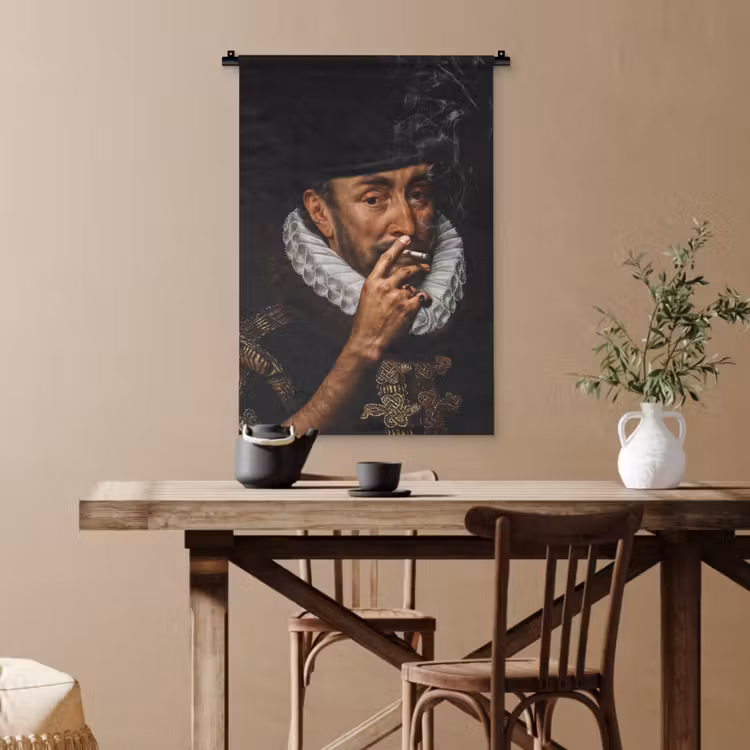 Willem van Oranje - Adriaen Thomasz - Sigaretten Wandkleed katoen klein -sfeer6