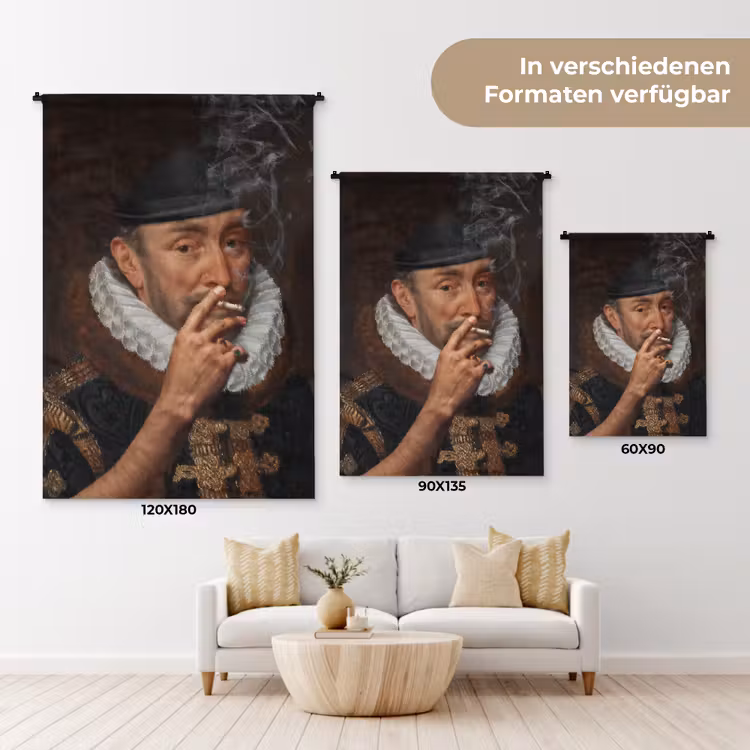 Willem van Oranje - Adriaen Thomasz - Sigaretten - Rook Wandkleed katoen klein -tsfeer8_DE