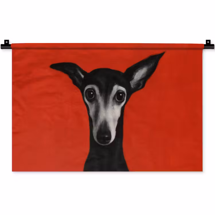 Windhond - Minimalistisch - Rood Wandkleed katoen klein -zz3d