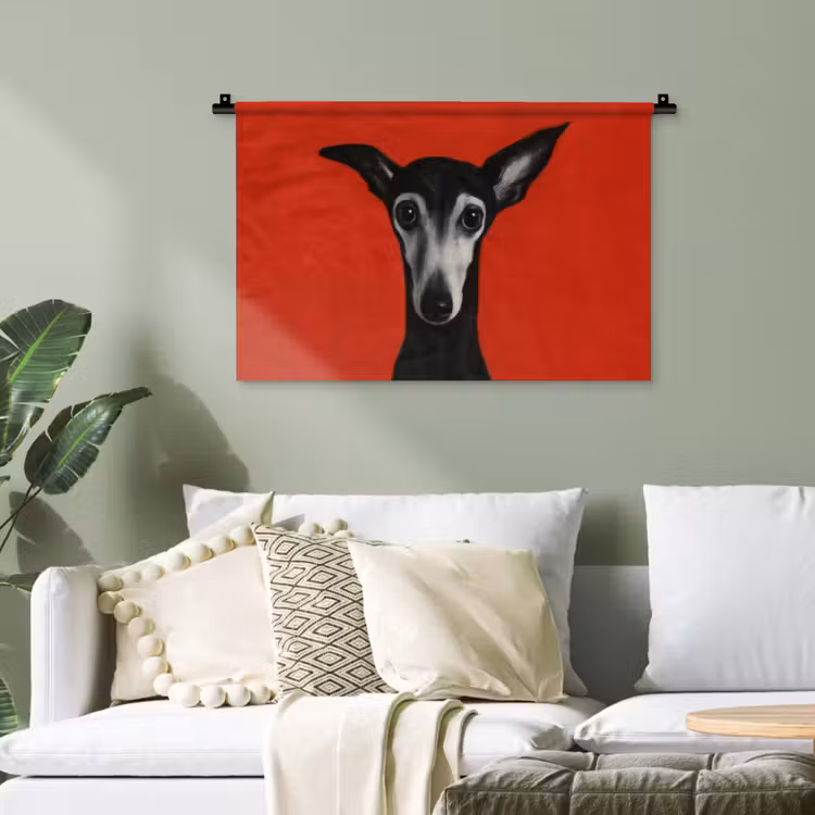 Windhond - Minimalistisch - Rood Wandkleed katoen klein -sfeer7