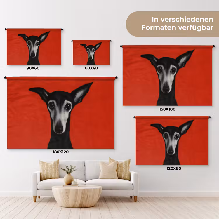 Windhond - Minimalistisch - Rood Wandkleed katoen klein -tsfeer8_DE