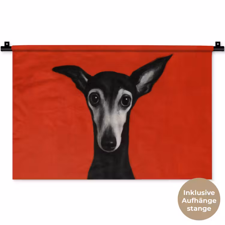 Windhond - Minimalistisch - Rood Wandkleed katoen klein -t3d_DE
