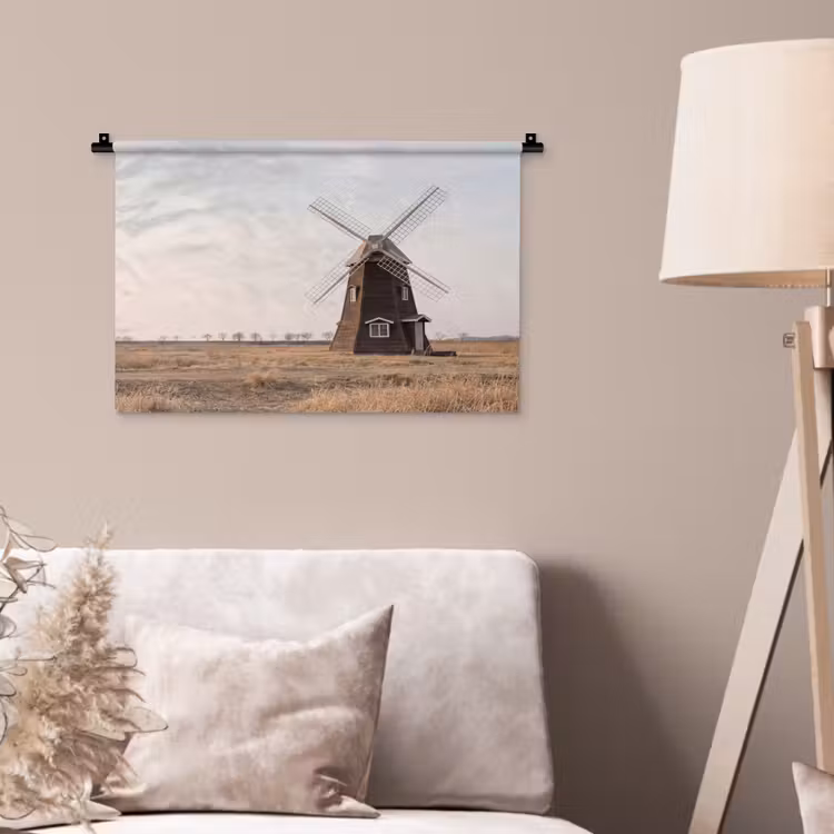 Windmolens - Landschap - Veld Wandkleed katoen klein -sfeer4