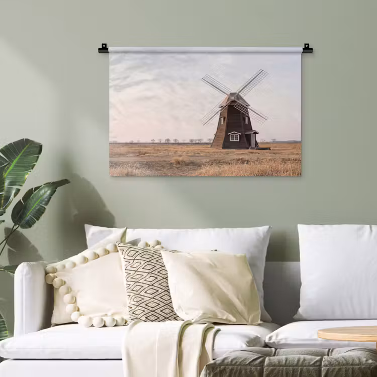 Windmolens - Landschap - Veld Wandkleed katoen klein -sfeer7
