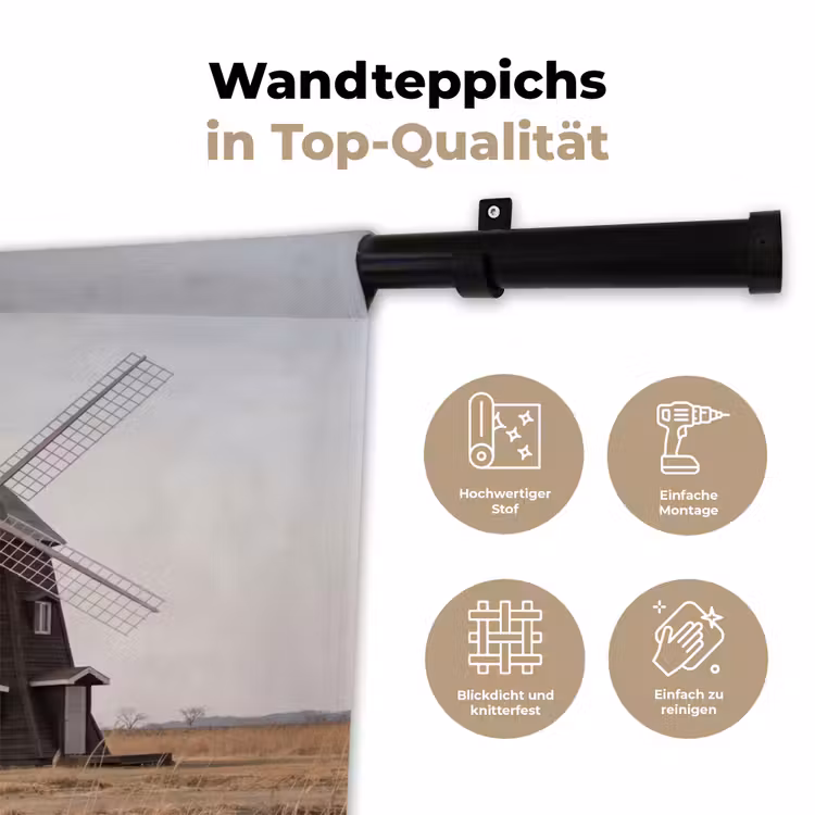 Windmolens - Landschap - Veld Wandkleed katoen klein -tsfeer2_DE