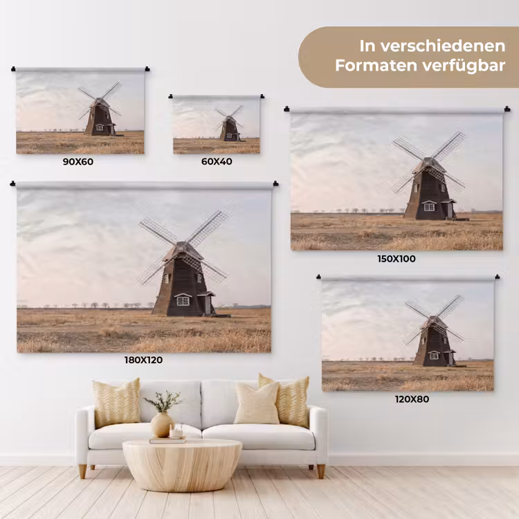 Windmolens - Landschap - Veld Wandkleed katoen klein -tsfeer8_DE