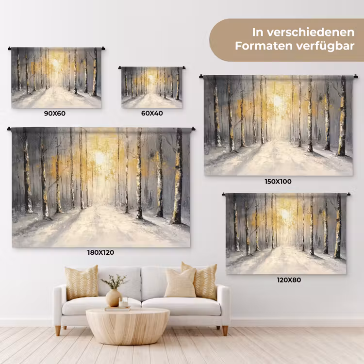 Winter - Abstract - Sneeuw - Natuur - Zon Wandkleed katoen klein -tsfeer8_DE