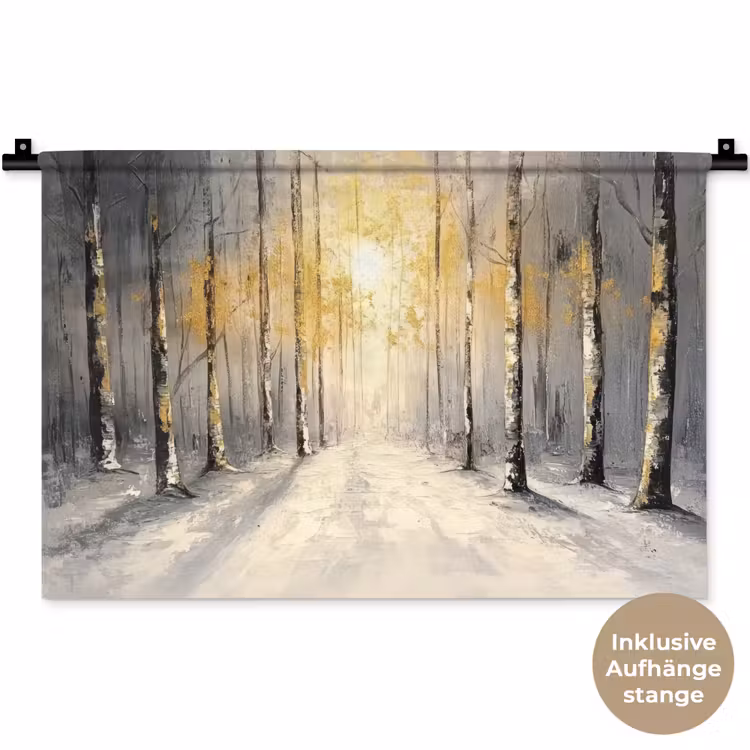 Winter - Abstract - Sneeuw - Natuur - Zon Wandkleed katoen klein -t3d_DE