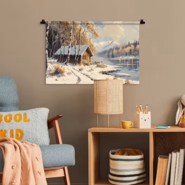 Winter - Sneeuw - Huis - Natuur Wandkleed katoen klein -wsfeer4_kind