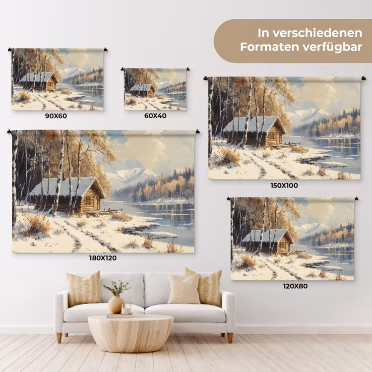 Winter - Sneeuw - Huis - Natuur Wandkleed katoen klein -tsfeer8_DE