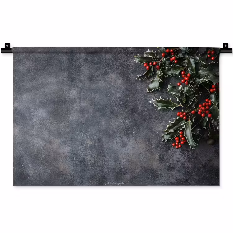 Winter - Hulst - Kerst - Beton Wandkleed katoen klein -zz3d