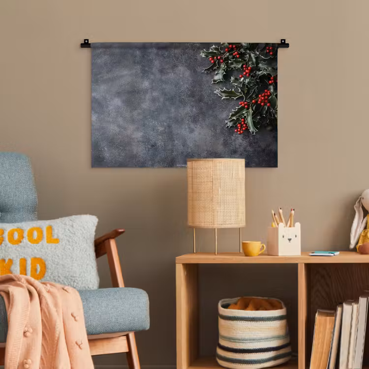 Winter - Hulst - Kerst - Beton Wandkleed katoen klein -wsfeer4_kind