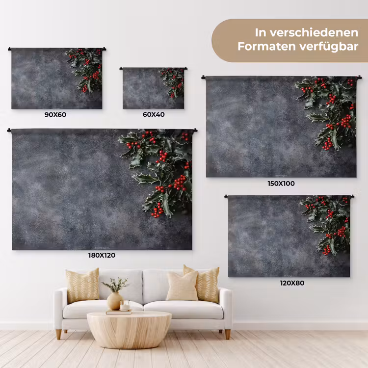 Winter - Hulst - Kerst - Beton Wandkleed katoen klein -tsfeer8_DE