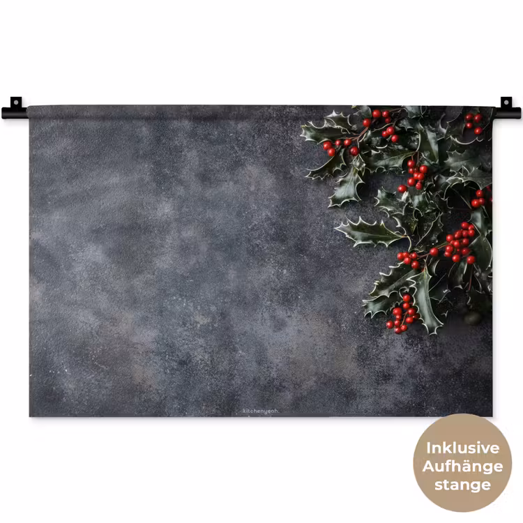 Winter - Hulst - Kerst - Beton Wandkleed katoen klein -t3d_DE
