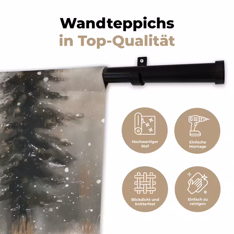 Winter - Bos - Rendier - Donker Wandkleed katoen klein -tsfeer2_DE