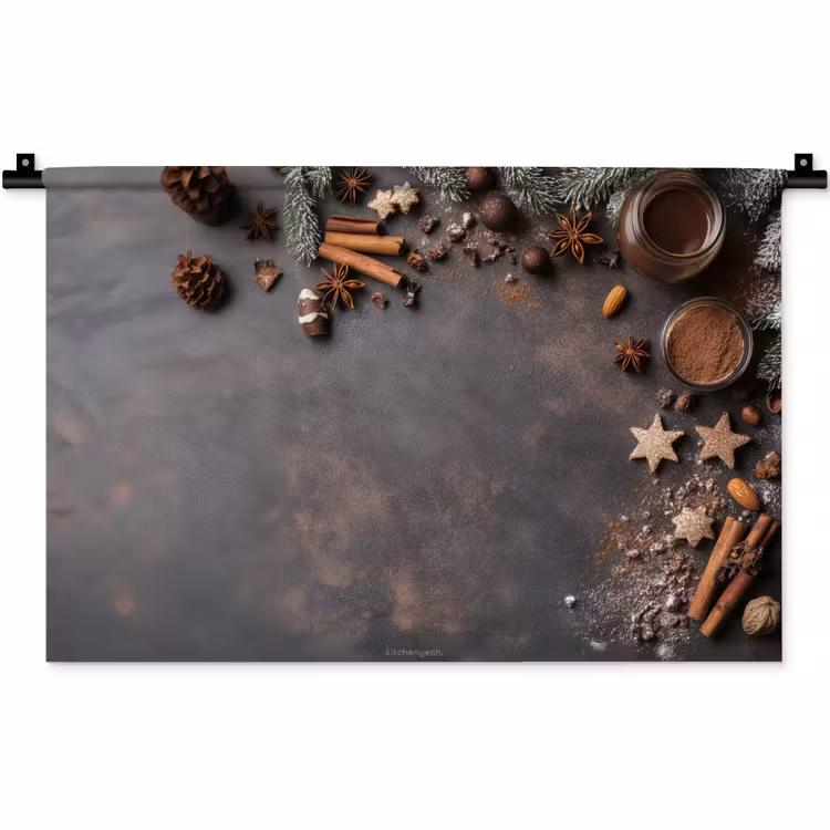 Winter - Kerst - Specerijen - Beton Wandkleed katoen klein -zz3d