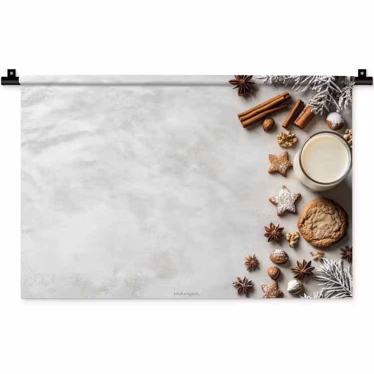 Winter - Kerst - Specerijen - Wit Wandkleed katoen klein -zz3d