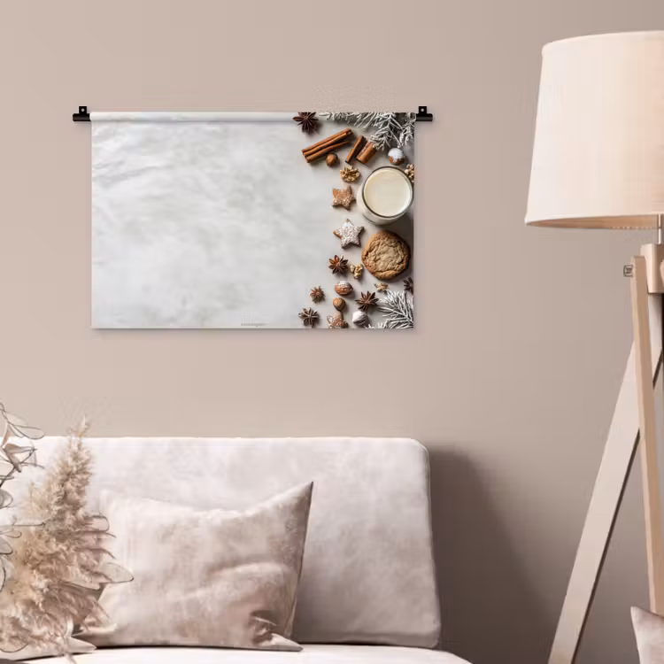 Winter - Kerst - Specerijen - Wit Wandkleed katoen klein -sfeer4