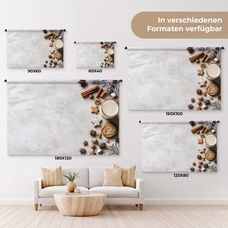 Winter - Kerst - Specerijen - Wit Wandkleed katoen klein -tsfeer8_DE