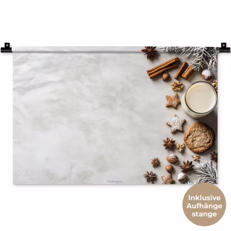 Winter - Kerst - Specerijen - Wit Wandkleed katoen klein -t3d_DE