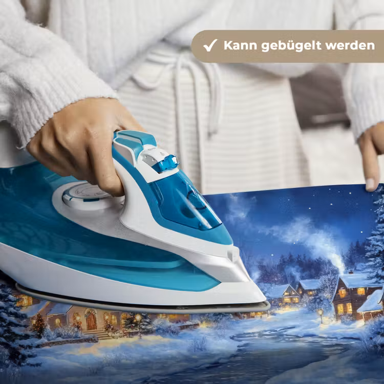 Winteravond - Kerstdorp - Donker Wandkleed katoen klein -tsfeer9_DE